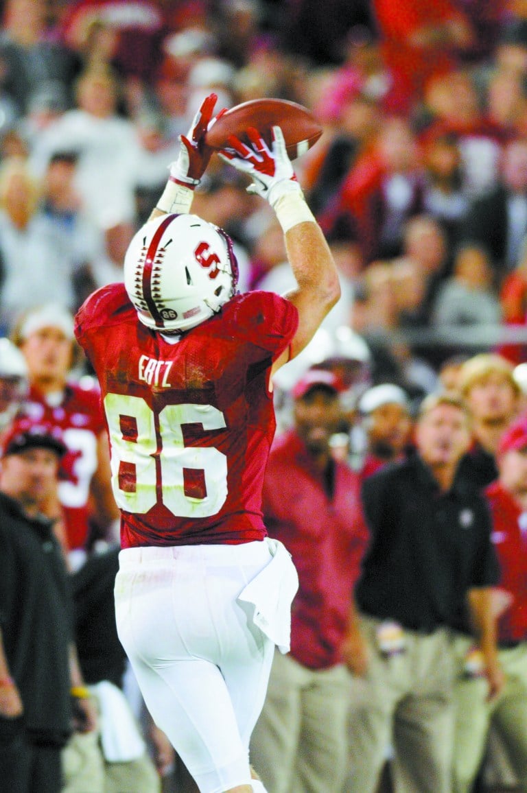 Tight end Zach Ertz led the New Orleans Saints with 97 receiving yards on eight catches in NFL play this week. Across the league, Tight End U was well-represented, as former Cardinal put up big performances. (SIMON WARBY/The Stanford Daily)