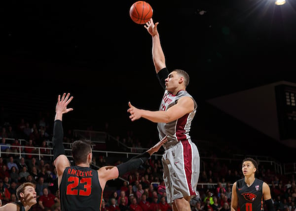 Forward Reid Travis carried the Cardinal on Saturday against No. 6 Oregon, scoring 27 points along with 14 rebounds. The junior could not convert when it mattered most though, turning the ball over with a chance to go to overtime on Stanford's final possession (BOB DREBIN/isiphotos.com).