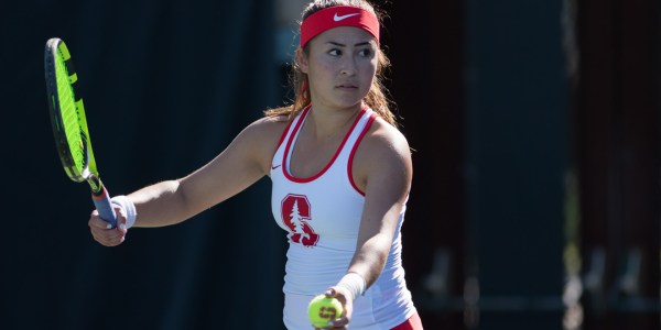 Sophomore Caroline Lampl was unable to convert her two match points to upset former Gator number-one Brooke Austin as No. 5 Stanford fell 4-1 to No. 1 Florida (LYNDSAY RADNEDGE/isiphotos.com).