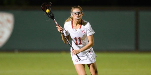 Senior Kelly Myers performed well against No. 10 Duke, scoring late in the first half to close the Blue Devil lead going into halftime. Myers and the rest of the Stanford attack rebounded in a blowout against the Saint Mary's Gaels. (SAM GIRVIN/The Stanford Daily)