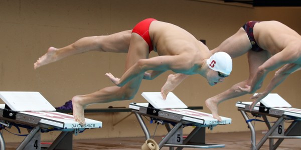 Freshman True Sweetser set a championship meet record with his 1,650-yard freestyle victory. Stanford swept the podium in the event en route to the championship win. (HECTOR GARCIA-MOLINA/Stanford Athletics)