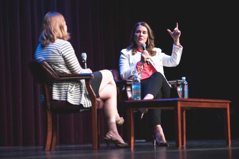 Melissa Gates also spoke at Stanford for a SWIB event. (Photo: RYAN JAE/The Stanford Daily)