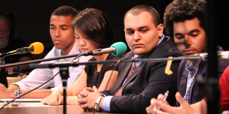 Three Exec slates faced off at Tuesday's debate (EDER LOMELI/The Stanford Daily).