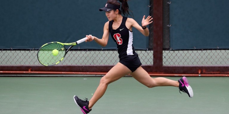 Freshman Emma Higuchi has proven the depth of the Cardinal roster this season, serving as a star player on the highly-successful team. (HECTOR GARCIA-MOLINA/Stanford Athletics)