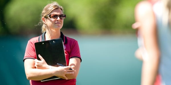 Stanford's road victory against the Golden Bears, propelled by a strong second half full of Cardinal halftime adjustments, earned head coach Amy Bokker her 100th victory while in charge of Stanford. (DON FERIA/isiphotos.com)