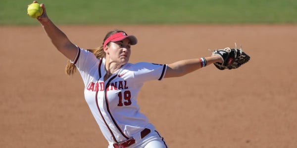 Pitcher Kiana Pancino paced the Cardinal defensively during the team's upset of No. 7 Washington on Saturday. The freshman, who threw a no-hitter through four innings, led Stanford to a 6-0 shutout. (BOB DREBIN/isiphotos.com)