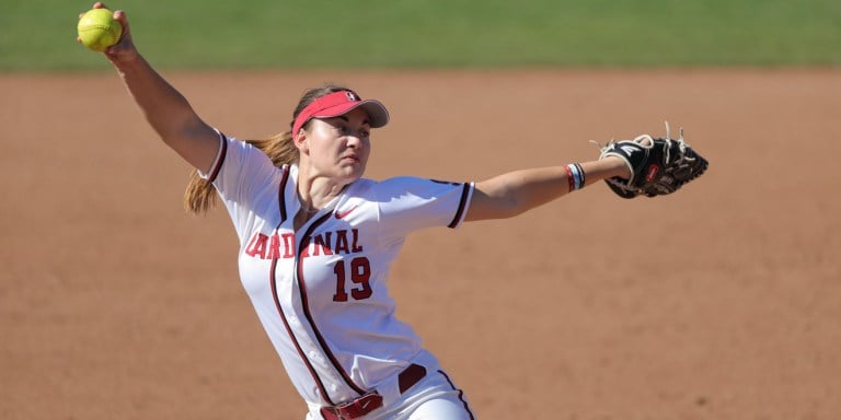 Pitcher Kiana Pancino paced the Cardinal defensively during the team's upset of No. 7 Washington on Saturday. The freshman, who threw a no-hitter through four innings, led Stanford to a 6-0 shutout. (BOB DREBIN/isiphotos.com)