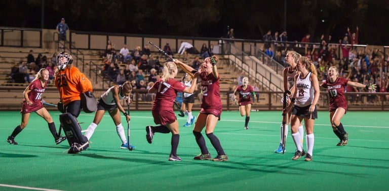 Fifth-year senior attacker Kristina Bassi (12) scored the game-winning goal in the second half to lead the Cardinal to a 1-0 win against the Pacific Tigers. (KAREN AMBROSE HICKEY/isiphotos.com)