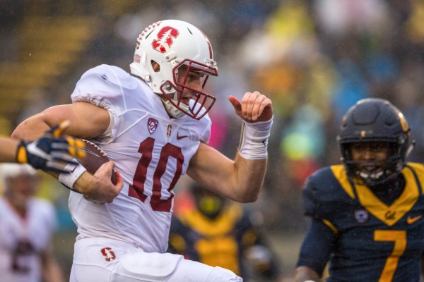 Senior quarterback Keller Chryst came back from an injury to help lead the Cardinal to a 23-20 upset of Utah in Salt Lake City on Saturday. Chryst finished the game 7 for 14 for 106 passing yards. SYLER PERALTA-RAMOS/The Stanford Daily