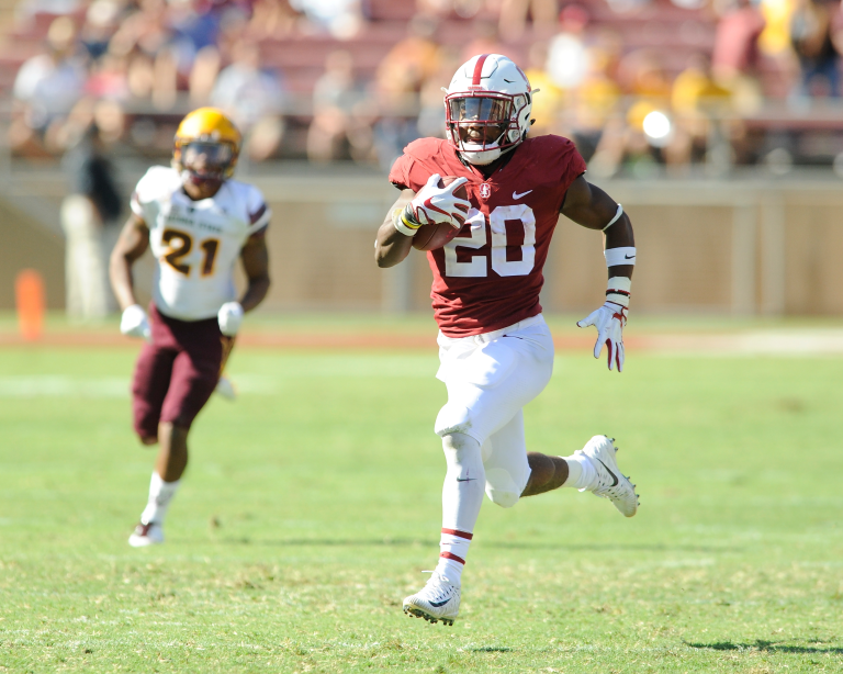 Junior running back Bryce Love outran the Sun Devils on Saturday, going for 301 yards. Love's record-breaking performance puts his season yardage at 1,008 (MICHAEL KHEIR/The Stanford Daily).