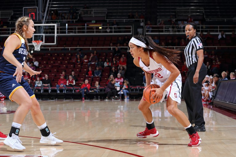 Alexa Romano put up a game-high and career-high 13 points in Stanford's win over CSUB. The junior is playing twice as much as last season for the Cardinal at the guard spot. (BOB DREBIN/isiphotos.com)