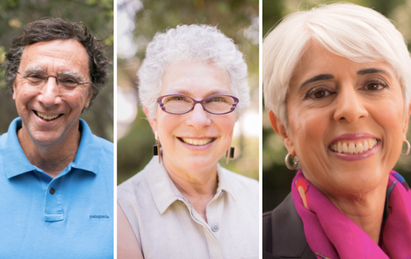 From left to right: Journalist John Markoff, CASBS Director Margaret Levi and ex-DARPA head Arati Prabhakar (Courtesy of CASBS).