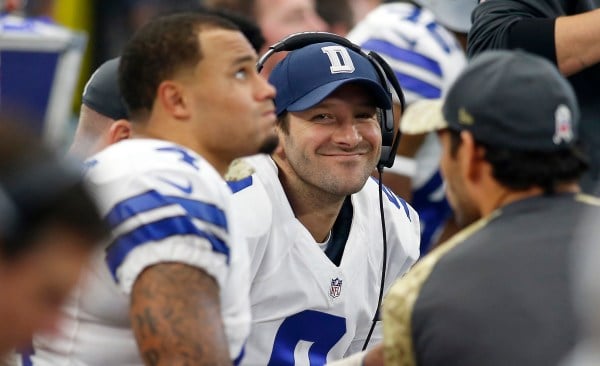 Tony Romo (center) was usurped boy rookie Dak Prescott (left) in the 2016-17 NFL season. Romo suffered a back injury which gave Prescott the opportunity to start. (Brad Loper/Fort Worth Star-Telegram/TNS)