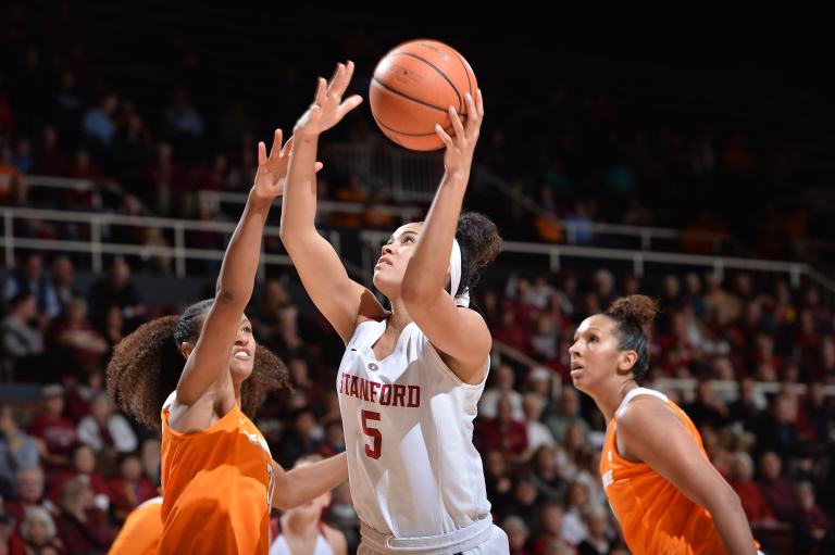 Kaylee Johnson (above) recorded her first double-double of her season against WSU on Friday. Very aggressive from the get-go, the senior grabbed the first five boards of the game. (JOHN TODD/isiphotos.com)