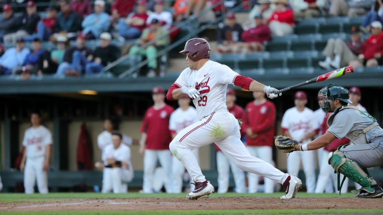 Junior right fielder Brandon Wulff (above) was a perfect 3-3 with a double in the 6-5 win over No. 17 Cal State Fullerton.(BOB DREBIN/isiphotos.com)