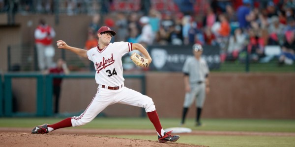 Junior pitcher Tristan Beck (above) has waited since the end of the 2016 season to start on the mound again. He suffered a back injury which knocked him out of last season. Beck will get the Opening Day start against Cal State Fullerton.(BOB DREBIN/isiphotos.com)