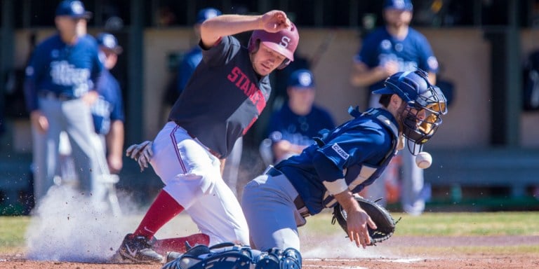 Sophomore catcher Maverick Handley (above) scored the first run in the 2-0 win over Rice.(JOHN P. LOZANO/isiphotos.com)