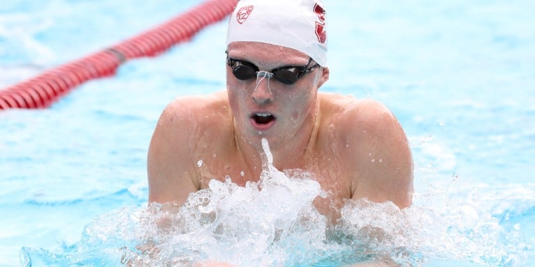 Junior Abraham DeVine (above) won the 200 IM and the 200 back as the Cardinal finished second in the Pac-12 Championships.(HECTOR GARCIA-MOLINA/isiphotos.com)