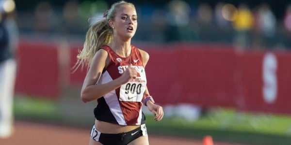 Graduate student Vanessa Fraser competed in the DMR, running the 3,000 meter race in her last indoor meet as a Cardinal. (DAVID BERNAL/David Bernal Photography)