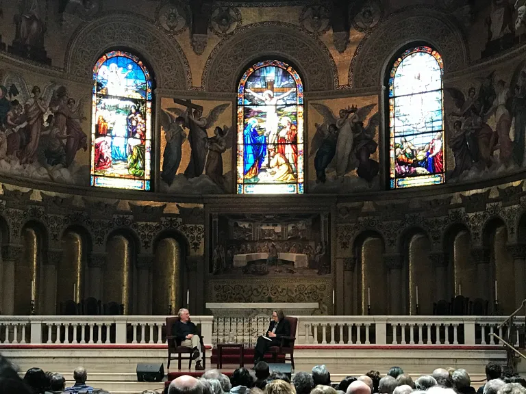 Ted Koppel's talk was held in Memorial Auditorium (TYLER JOHNSON/The Stanford Daily).