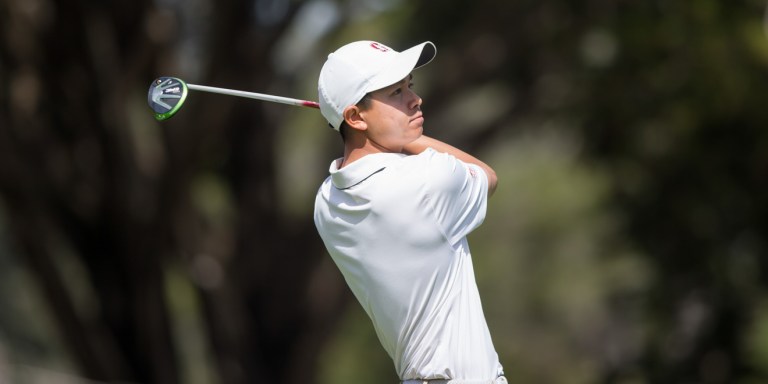 Stanford, CA - April 7, 2018. Stanford Men's Golf during the 72nd Annual Western Intercollegiate at Pasatiempo Golf Club in Santa Cruz, CA.