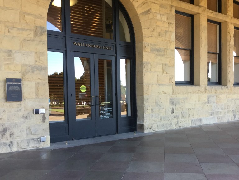 The entrance to Wallenberg Hall.