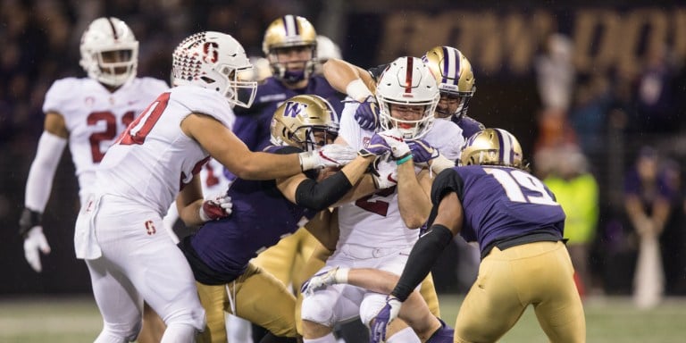 Senior wide receiver Trenton Irwin (#2 above) accumulated 59 yards on four catches, including a 33-yard touchdown, as the Cardinal came up short against Washington. (SHELBY SCHUMACHER/isiphotos.com)