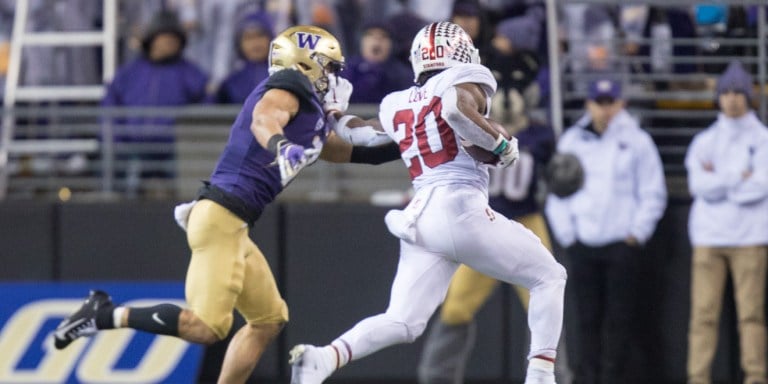 Senior running back Bryce Love (above) has struggled through injuries  this season. As an integral part of the Cardinal squad, Love looks to play his best on Saturday for the team. (SHELBY SCHUMACHER /The Daily UW)