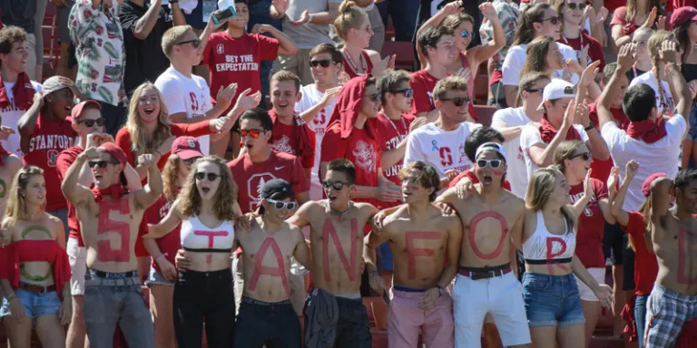 Stanford students express the full extent of their school spirit during the 2017 Big Game in Stanford Stadium. Do they all know the rules of the game? Probably not. Does it matter? No. (JOHN TODD/isiphotos.com)