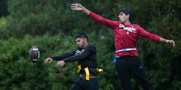 Freshman sports writer Shan Reddy (above) breaks up a pass intended for a Cal wide receiver. Great secondary play for the Cardinal kept The Stanford Daily competitive in the game. (Courtesy of The Daily Californian)