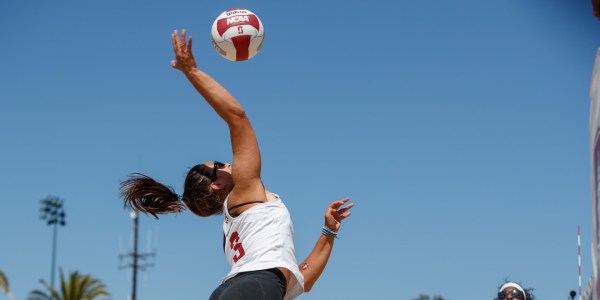 Sophomore Sunny Villapando (#3 above) competed with partner freshman Charlie Ekstrom this weekend in Hawaii. Last year, however, Villapando played 12 games with now senior Courtney Bowen. (BOB DREBIN/isiphotos.com)