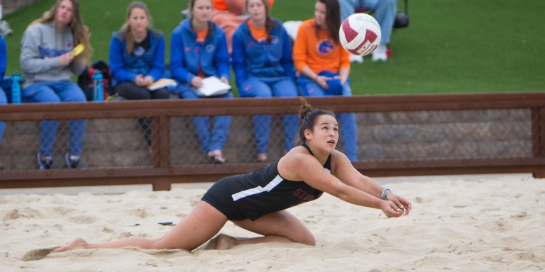 Sophomore Sunny Villapando (above) holds the No. 1 spot on the Cardinal squad with teammate Charlie Ekstrom. The doubles duo will represent Stanford at the Pac-12 South Beach Invitational this weekend at the University of Arizona. (ERIN CHANG/isiphotos.com)