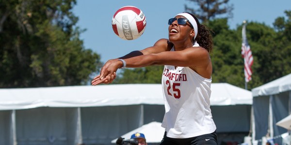 Senior Courtney Bowen (above) paired up with sophomore Sunny Villapando in the 1 slot to help the Cardinal to a 5-0 victory over the Aggies in Saturday's weekend opener. (BOB DREBIN/isiphotos.com)