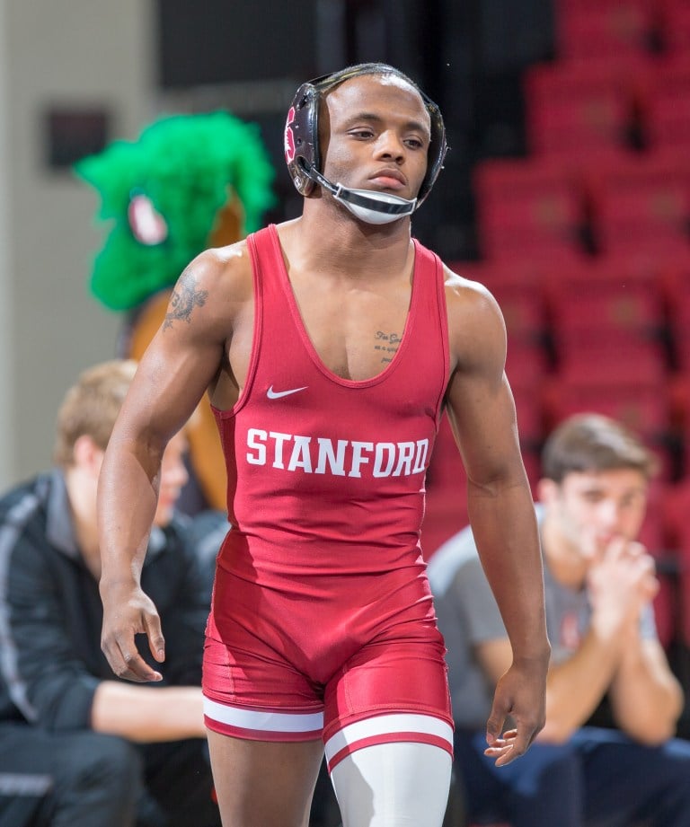 Stanford Wrestling defeats Oregon State 21-15 at Maples Pavilion in Stanford, California.