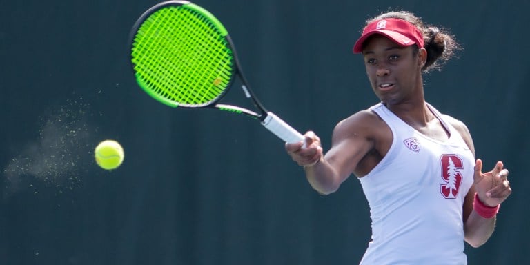 Senior Melissa Lord (above) teamed up with freshman Niluka Madurawe in doubles, securing a victory over the Cougars’ Bayerlova/Miksovska (6-1). (Lyndsay Radnedge/isiphotos.com)