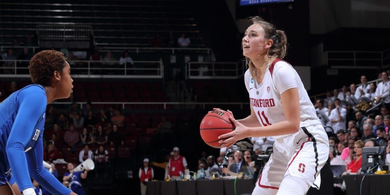 Senior Alanna Smith (above) was selected  eighth overall in the WNBA draft by the Phoenix Mercury last night. She finished her Stanford career ranked 10th in school history in points and 2nd in blocks. (BOB DREBIN/isiphotos.com)