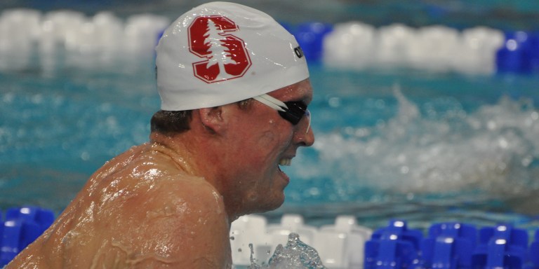 Senior Abrahm DeVine (above) won back-to-back NCAA titles (2018, 2019) in the 400-yard IM. (Courtesy of Michelle Wang)