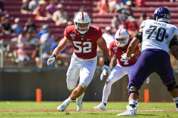 Casey Toohill (above) and the  Stanford pass rush will need to be at top form for Saturday's matchup. The Trojans run their own form of the Air Raid offense, and the best way to beat it is with heavy pressure on the quarterback. (JIM SHORIN/isiphotos.com)