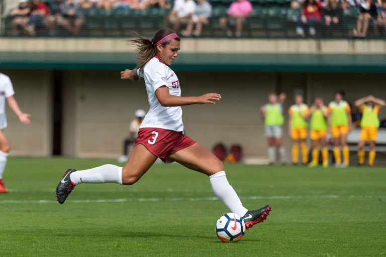 Sophomore forward Sophia Smith (above) scored in the 79th minute on Sunday, ending 174:18 of scoreless play for the Cardinal across three games. (JIM SHORIN/isiphotos.com)