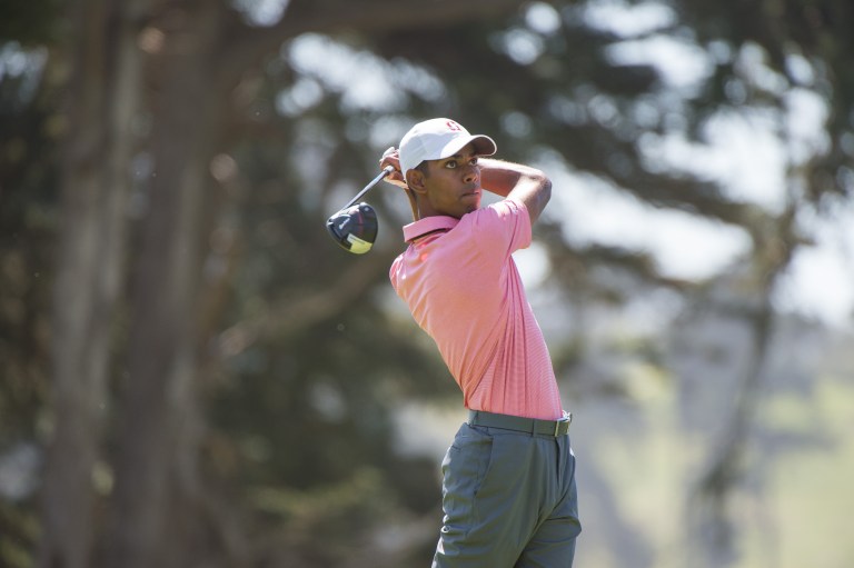 Junior Ashwin Arasu (above) shot the best round for the Cardinal in Georgia on Saturday despite tough weather conditions. The San Diego native drove through unexpected cold temperatures and sporadic rainfall throughout the day. (JOHN TODD/isiphotos.com)