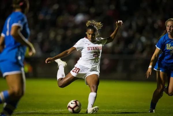 Junior forward Catarina Macario (above) scored her 50th career goal in Wednesday night’s 4-0 shutout against Colorado. She joins just five other players in program history to score 50 or more career goals.  (ERIN CHANG/isiphotos.com)