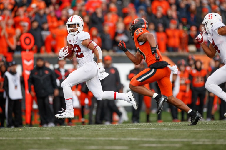 Stanford is not the rushing juggernaut it once was, but the Cardinal are quietly improving on the ground. Fifth-year Cameron Scarlett (above) is averaging 4.6 yards per carry and over 80 yards per game. (BOB DREBIN/isiphotos.com)