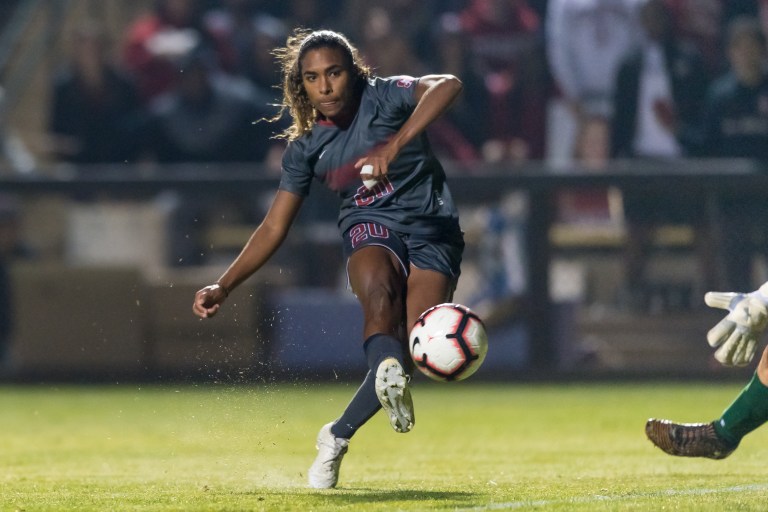 Junior forward Catarina Macario's (above) four goals paced the Cardinal in a 15-0 rout of Prairie View A&M. Macario now has the school's single game records for goals (four), assists (5) and points (13). She also topped the single season charts with 27 goals, 23 assists and 77 points. (Photo: JIM SHORIN/isiphotos.com)