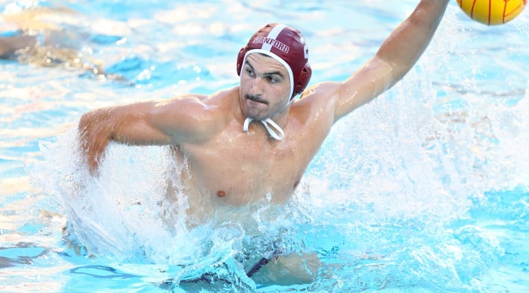 Junior driver Tyler Abramson (above) led the Cardinal with four goals in their 8-9 loss to rival USC on Saturday (Photo: HECTOR GARCIA-MOLINA/Stanford Athletics).