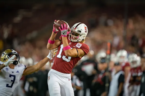 Sophomore wide receiver Simi Fehoko (above) scored on a 79-yard catch and run to temporarily put the Cardinal ahead 13-10 to start the fourth quarter. Colorado responded with two field goals, one of which came as time expired, handing the Cardinal their fifth loss of the season. (Photo: John Todd/isiphotos.com)