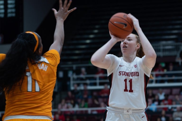 Freshman forward Ashten Prechtel (above) hit 6-of-7 shots in Stanford's Friday night blowout of Cal. (Photo: DON FERIA / isiphotos.com)