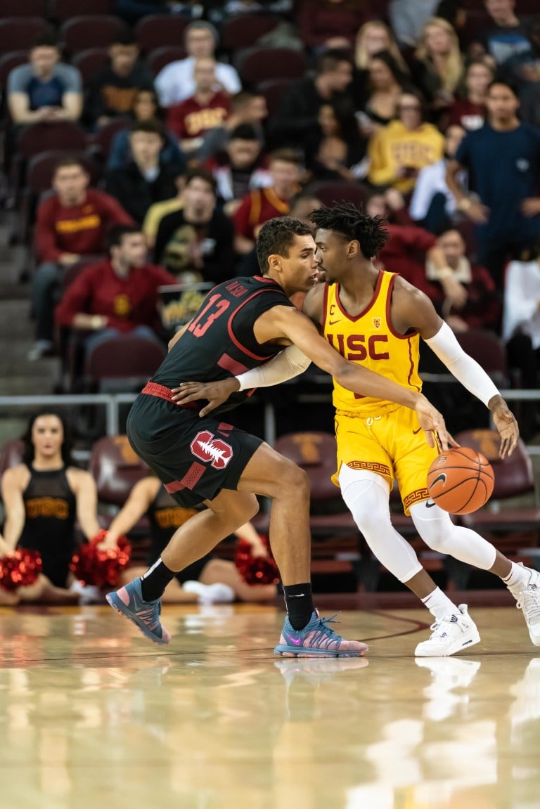 Junior forward Oscar da SIlva (left) scored a team-high 21 points for the Cardinal, but saw a 20-point halftime lead vanish. (Photo: ROB ERICSON/isiphotos.com)