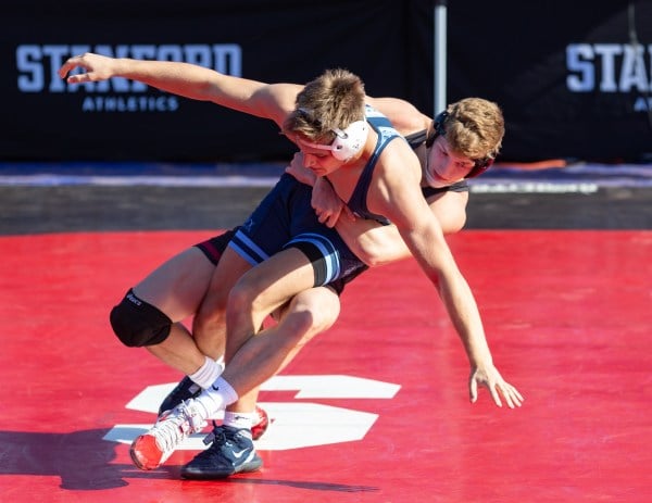 Redshirt freshman Shane Griffith’s (165 lbs) consistency has anchored the Cardinal this season. He came up with a key win against Cal Poly over the weekend and improved his career record to 20-0. (PHOTO: John Lozano/isiphotos.com)