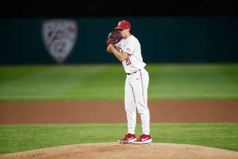 Junior Brendan Beck (above) allowed eight runs, three earned, in less than four innings as the Cardinal dropped their fourth out of the team's first five games to begin the 2020 season.  (Photo: BOB DREBIN/isiphotos.com)