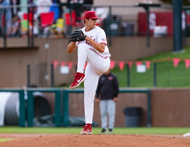 Junior RHP Brendan Beck (above) gave up three runs, one earned, in the 4.2 innings he pitched to kick off Friday's opener. He left after 78 pitches in the loss. (PHOTO: John P. Lozano/isiphotos.com)